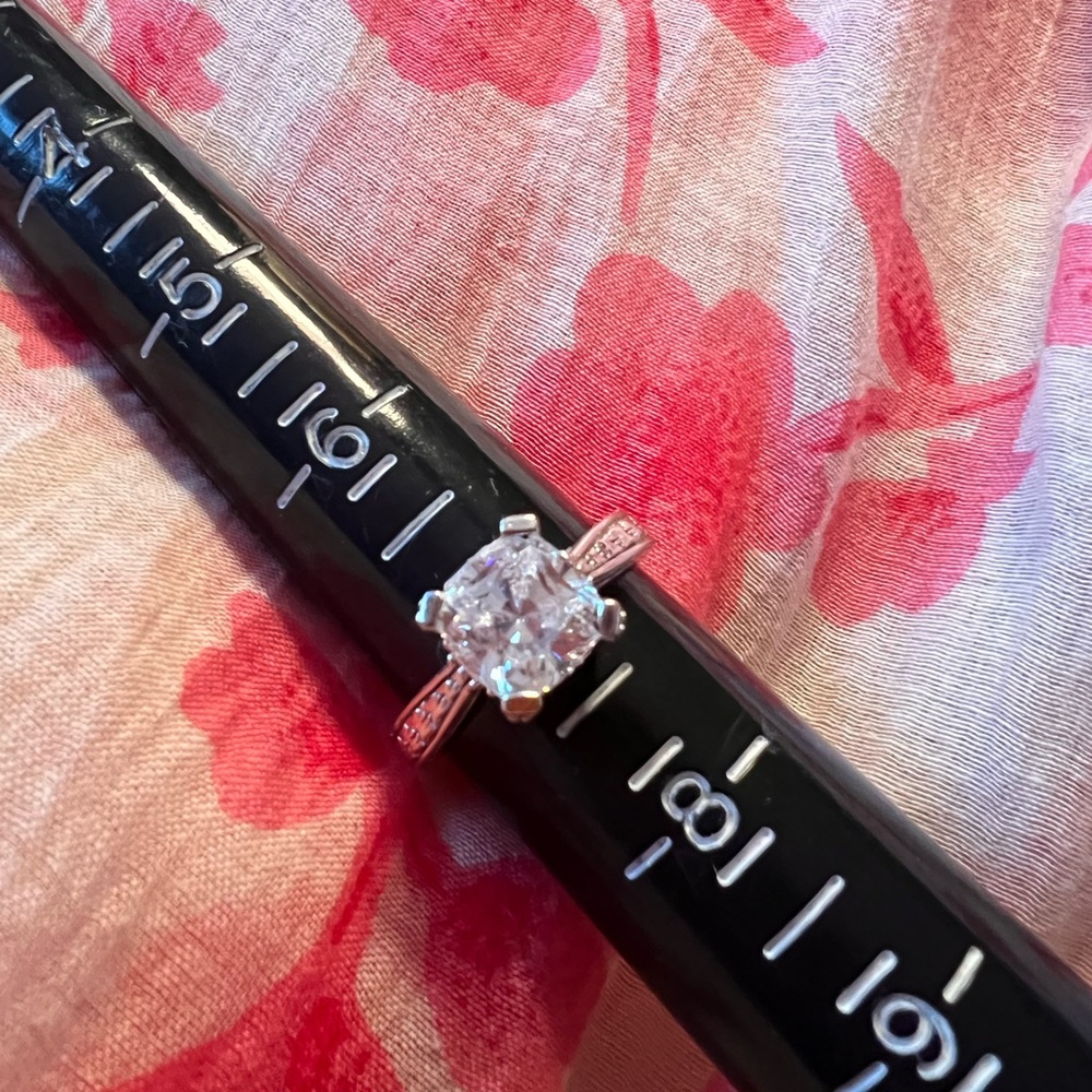 Diamonique retired cushion cut solitaire - size 7